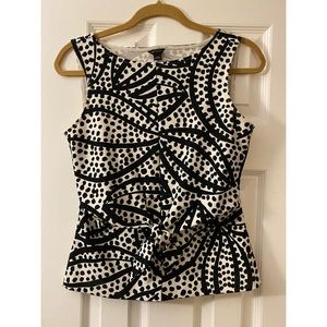 Ann Taylor B&W Tied-Front Shell